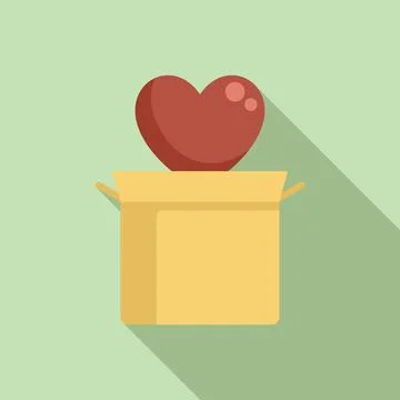 Big red heart floating out of open cardboard box Stock Illustration