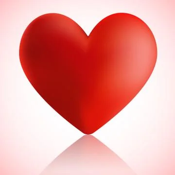 Big red heart with reflection, vector illustration Stock Illustration