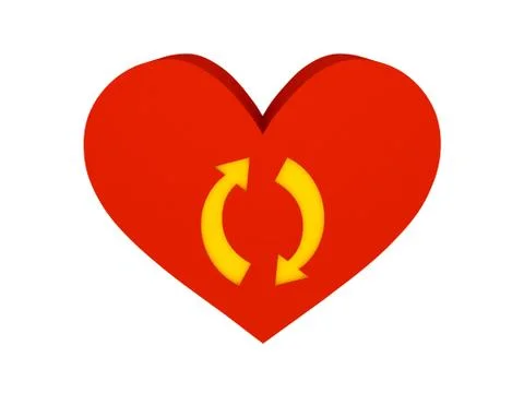 Big red heart with refresh symbol. Concept 3D illustration. Stock Illustration