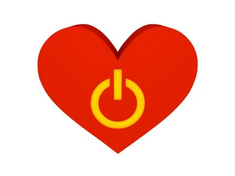 Big red heart with switch symbol. Concept 3D illustration Stock Illustration