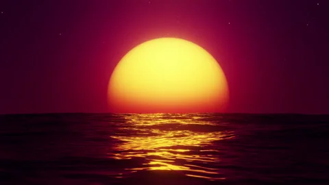 Big red hot sun in the reflection of the... | Stock Video | Pond5