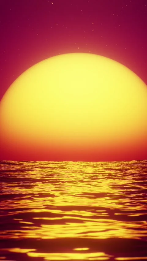 Big red hot sun in the reflection of the sea over the horizon. Vertical loo.. Vídeos de archivo 228025933
