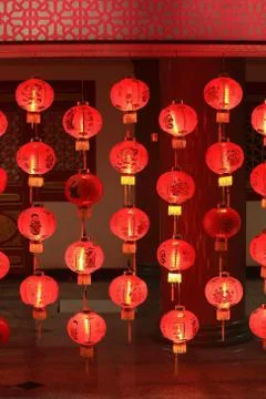 Big red lanterns Stock Photos