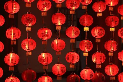 Big red lanterns Stock Photos