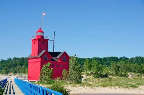 Big Red Lighthouse Stock Photos