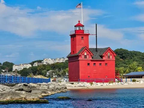 Big Red Lighthouse Stock Photos