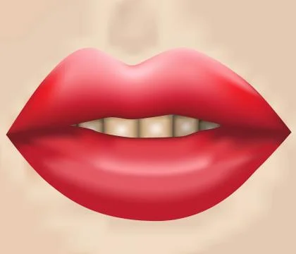 Big red lips Stock Illustration