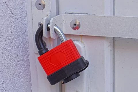 Big red padlock Stock Photos