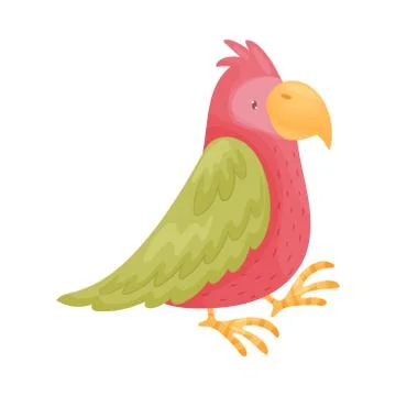 Big red parrot. Vector illustration on white background. 스톡 일러스트