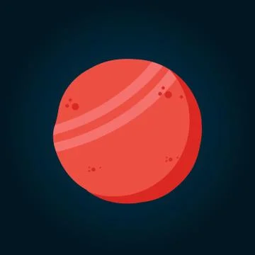 Big red planet with craters. Mars vector illustration. Dark background. Stock Illustration