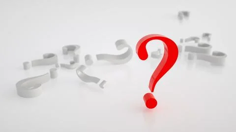 Big red question mark between small question marks,  frequently asked questio Stock Illustration