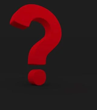 Big red question mark on a dark background with space for text, 3d rendering Stock Illustration