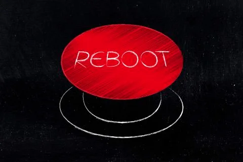 Big red reboot button illustration Stock Photos