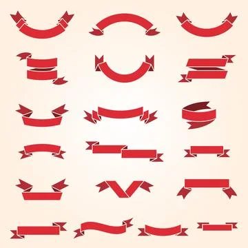 Big red ribbons set, Vector Illustration. Stock Illustration