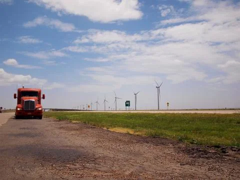 Big Red Rig In Texas Stock Photos