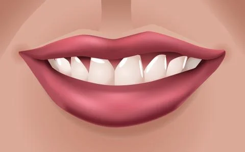 Big red smiling lips Illustrazione stock