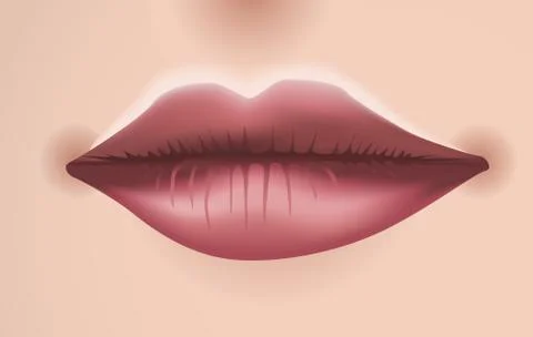 Big red smiling lips Stock Illustration