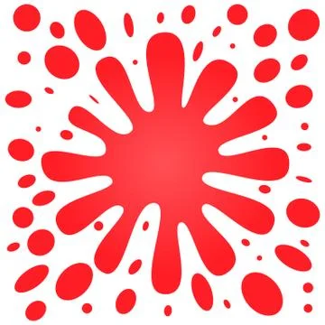 Big red splash with lots of small splashes on a white background Stock Illustration