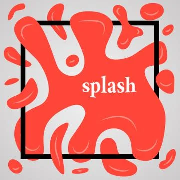 Big red splash with lots of small splashes in black frame Stock Illustration