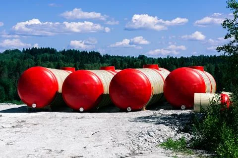Big red tanks. Stock Photos