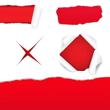 Big red torn paper set Stock Illustration