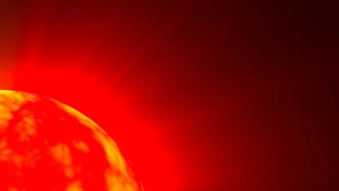 Big Red Yellow Hot Sun Surface Rays Fractal Sphere Motion Background Loop Fast Stock Footage 101868101