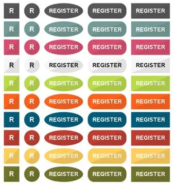 Big registrer button set Stock Illustration