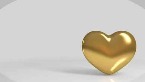 Big rfelective heart inside a white studio 3d rendering Stock Illustration