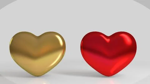 Big rfelective heart inside a white studio 3d rendering Stock Illustration