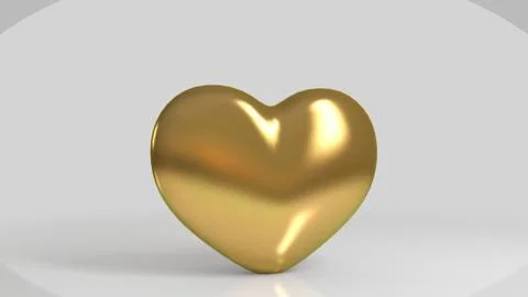 Big rfelective heart inside a white studio 3d rendering Stock Illustration