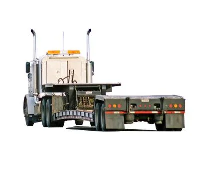 Big Rig With Drop-Deck Trailer Stock Photos