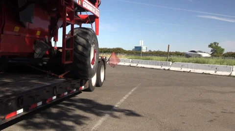 Big rig semi trucks, interstate 5 ,wide load equipment Stock Footage 37390136