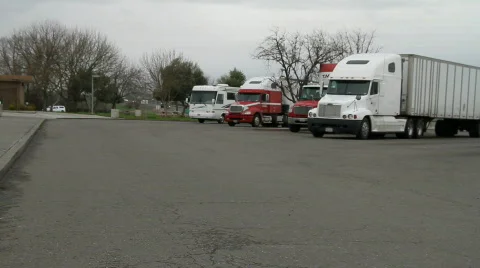 Big rig truck stop Stock Footage 609199