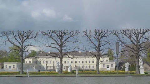 The big river in front of the big building Stock Footage