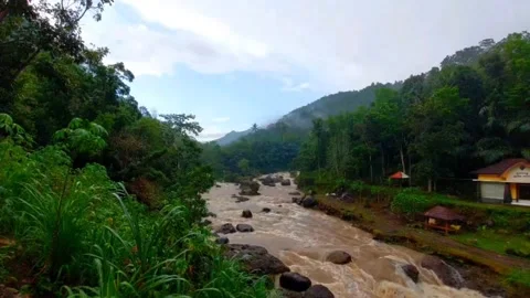 Big river from the mountain Stock Footage 208368380