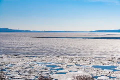 Big river in spring Stock Photos