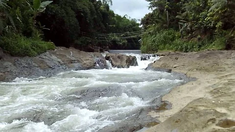 Big river stream on the river valley Video stock 125463763