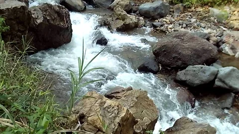 Big river stream shot on high angle view Video stock 123830503