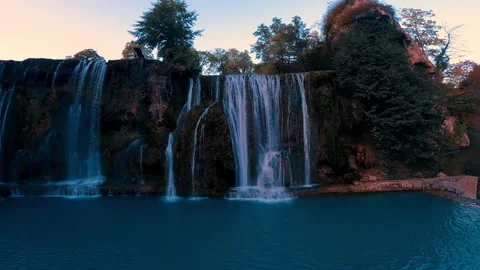 Big river waterfall at river Pliva. Stock Footage 168449340