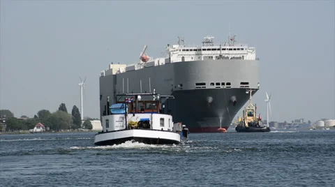 Big Ro Ro vessel with Marpol vessel in front Stock Footage 50925201