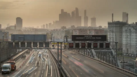 The big road in the city at sunset 스톡 동영상 157714367