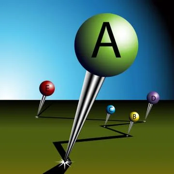 Big road mapping pushpins Stock Illustration