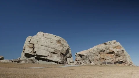 The Big Rock aka Glacial Erratic near Okotoks Alberta Stock Footage 74571009