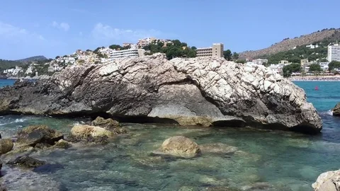 Big rock in a bay at majorca Stock Footage 71769987