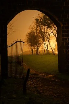 Big Rock Gate In a Park Stock Photos