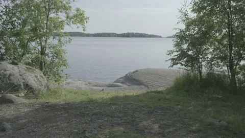 Big rock on the shore Stock Footage 136180822
