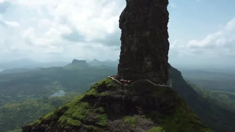 Big rock in the top of mountains, view from sky with drone camera. Stock Footage 285925561