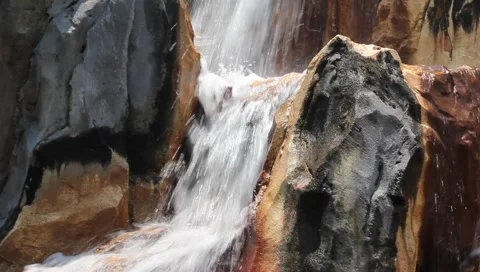 Big rock waterfall closeup Stock Footage 6883479