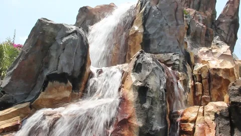 Big rock waterfall Stock Footage 6880917