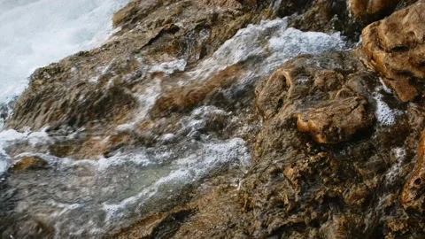 Big rocks and stone coast of Adriatic sea. Slow motion. 4k Stockbeeldmateriaal 132014111